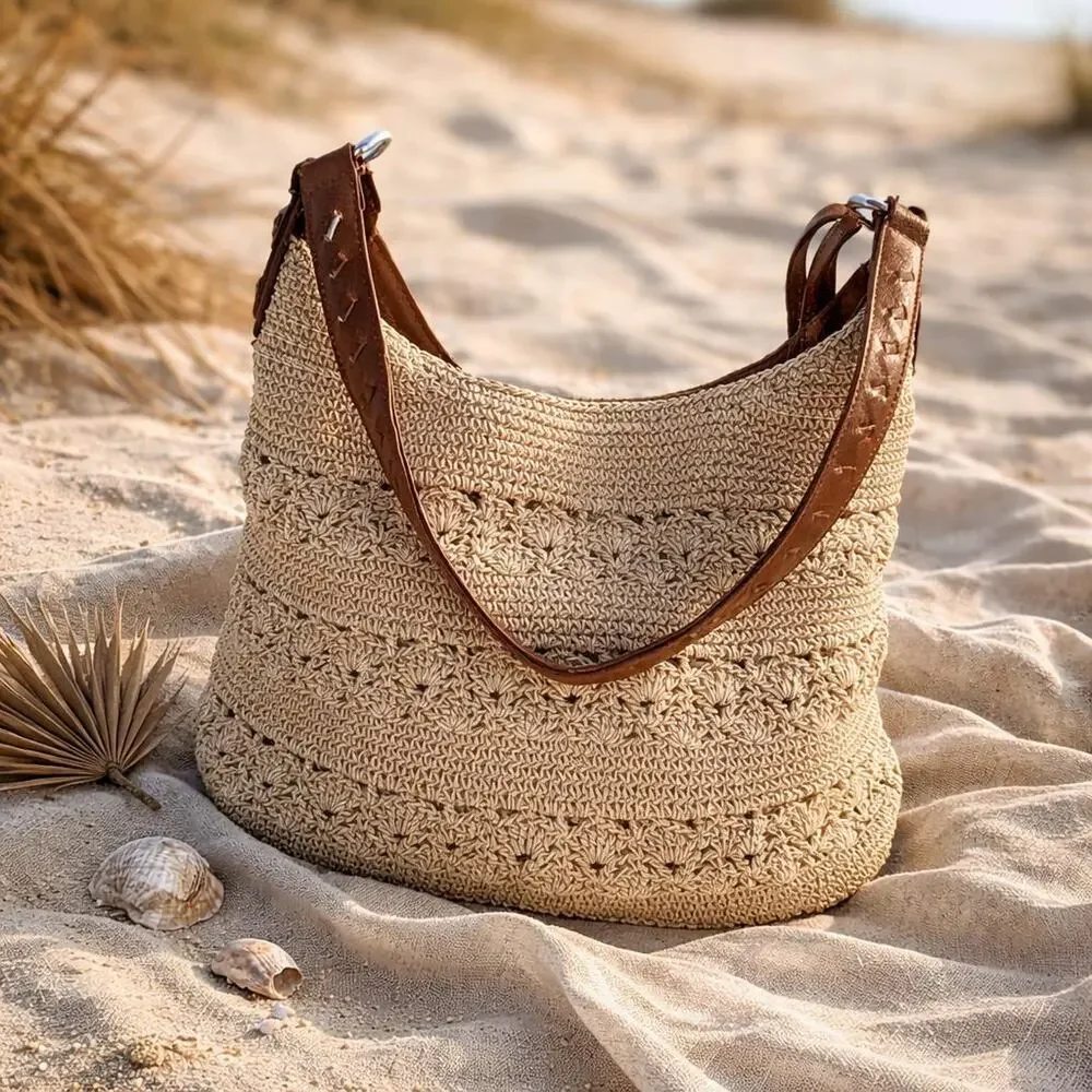 Handmade Hobo Crochet Boho Chic Hippie Lace Travel Y2K Grannycore Resortwear Bag